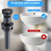imageHibbent 2 Pack Universal Bathroom Sink Drain Stopper Pop Up Drain Strainer with Overflow Push and Seal Sink Plug with Basket for Lavatory Vanity Vessel AntiClogging Strainer Matte BlackMatte Black