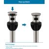 imageHibbent 2 Pack Universal Bathroom Sink Drain Stopper Pop Up Drain Strainer with Overflow Push and Seal Sink Plug with Basket for Lavatory Vanity Vessel AntiClogging Strainer Matte BlackBrushed Nickel Finish