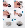 imageHibbent 2 Pack Universal Bathroom Sink Drain Stopper Pop Up Drain Strainer with Overflow Push and Seal Sink Plug with Basket for Lavatory Vanity Vessel AntiClogging Strainer Matte BlackBrushed Nickel Finish