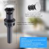 imageHibbent 2 Pack Universal Bathroom Sink Drain Stopper Pop Up Drain Strainer with Overflow Push and Seal Sink Plug with Basket for Lavatory Vanity Vessel AntiClogging Strainer Matte BlackChrome