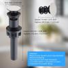 imageHibbent 2 Pack Universal Bathroom Sink Drain Stopper Pop Up Drain Strainer with Overflow Push and Seal Sink Plug with Basket for Lavatory Vanity Vessel AntiClogging Strainer Matte BlackBrushed Nickel