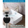 imageHibbent 2 Pack Universal Bathroom Sink Drain Stopper Pop Up Drain Strainer with Overflow Push and Seal Sink Plug with Basket for Lavatory Vanity Vessel AntiClogging Strainer Matte BlackBrushed Nickel Finish