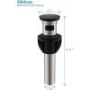 imageHibbent 2 Pack Universal Bathroom Sink Drain Stopper Pop Up Drain Strainer with Overflow Push and Seal Sink Plug with Basket for Lavatory Vanity Vessel AntiClogging Strainer Matte BlackMatte Black Finish