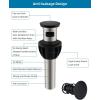 imageHibbent 2 Pack Universal Bathroom Sink Drain Stopper Pop Up Drain Strainer with Overflow Push and Seal Sink Plug with Basket for Lavatory Vanity Vessel AntiClogging Strainer Matte BlackMatte Black Finish