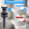 imageHibbent 2 Pack Universal Bathroom Sink Drain Stopper Pop Up Drain Strainer with Overflow Push and Seal Sink Plug with Basket for Lavatory Vanity Vessel AntiClogging Strainer Matte BlackBrushed Nickel