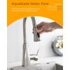 imageHibbent Pull Down Kitchen Faucet Head Replacement 3Function Kitchen Faucet Head Sink Spray Nozzle with 12 Adapters Compatible with Moen American Standard Delta Kohler Faucets Brushed NickelBrushed Nickel