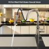 imageHibbent Pull Down Kitchen Faucet Head Replacement 3Function Kitchen Faucet Head Sink Spray Nozzle with 12 Adapters Compatible with Moen American Standard Delta Kohler Faucets Brushed NickelBrushed Nickel