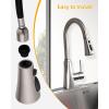 imageHibbent Pull Down Kitchen Faucet Head Replacement 3Function Kitchen Faucet Head Sink Spray Nozzle with 12 Adapters Compatible with Moen American Standard Delta Kohler Faucets Brushed NickelBrushed Nickel