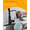 imageHibbent Pull Down Kitchen Faucet Head Replacement 3Function Kitchen Faucet Head Sink Spray Nozzle with 12 Adapters Compatible with Moen American Standard Delta Kohler Faucets Brushed NickelMatte Black