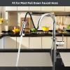 imageHibbent Pull Down Kitchen Faucet Head Replacement 3Function Kitchen Faucet Head Sink Spray Nozzle with 12 Adapters Compatible with Moen American Standard Delta Kohler Faucets Brushed NickelChrome