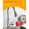 imageHibbent Pull Down Kitchen Faucet Head Replacement 3Function Kitchen Faucet Head Sink Spray Nozzle with 12 Adapters Compatible with Moen American Standard Delta Kohler Faucets Brushed NickelBrushed Nickel