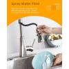 imageHibbent Pull Down Kitchen Faucet Head Replacement 3Function Kitchen Faucet Head Sink Spray Nozzle with 12 Adapters Compatible with Moen American Standard Delta Kohler Faucets Brushed NickelBrushed Nickel