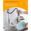 imageHibbent Pull Down Kitchen Faucet Head Replacement 3Function Kitchen Faucet Head Sink Spray Nozzle with 12 Adapters Compatible with Moen American Standard Delta Kohler Faucets Brushed NickelChrome