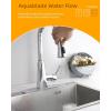 imageHibbent Pull Down Kitchen Faucet Head Replacement 3Function Kitchen Faucet Head Sink Spray Nozzle with 12 Adapters Compatible with Moen American Standard Delta Kohler Faucets Brushed NickelChrome