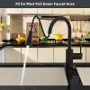 imageHibbent Pull Down Kitchen Faucet Head Replacement 3Function Kitchen Faucet Head Sink Spray Nozzle with 12 Adapters Compatible with Moen American Standard Delta Kohler Faucets Brushed NickelMatte Black