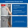 imageHibbent Solid Brass 6 Inch Shower Arm Extension Lowers Existing Shower Head Brushed NickelChrome