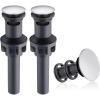 imageHibbent 2 Pack Universal Bathroom Sink Drain Stopper Pop Up Drain Strainer with Overflow Push and Seal Sink Plug with Basket for Lavatory Vanity Vessel AntiClogging Strainer Matte BlackChrome
