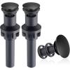 imageHibbent 2 Pack Universal Bathroom Sink Drain Stopper Pop Up Drain Strainer with Overflow Push and Seal Sink Plug with Basket for Lavatory Vanity Vessel AntiClogging Strainer Matte BlackMatte Black