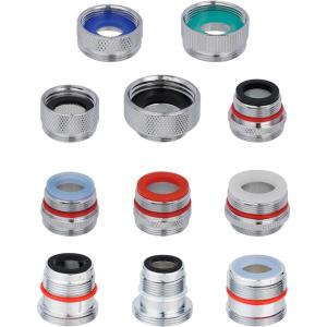 imageHibbent 11 Pieces Faucet Adapter Kit Kitchen Sink Brass Aerator Adapter Set Male Female Sink Faucet Adapter Connecting Cache Style Faucets Standard Hose Chrome Finished