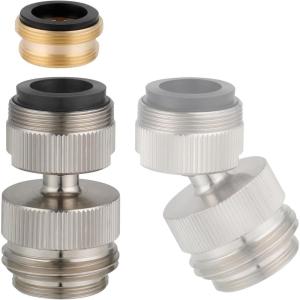 imageHibbent Faucet Adapter Kit Swivel Aerator Adapter to Connect Garden Hose  MultiThread Kitchen Sink Faucet to Garden Hose Adapter 34 Inch  Chrome FinishedBrushed Nickel