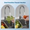 imageHibbent NSFANSICAN 61 Certified Faucet Aerator CUPC Certification 360 Twist Kitchen Sink Aerator Dualfunction Sink Sprayer Attachment Faucet Replacement Part 5564 Female Thread ChromeSilver