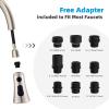 imageHibbent Pull Down Kitchen Faucet Head Replacement 3Function Kitchen Sink Spray Nozzle with 15 Adapters Compatible with Moen American Standard Delta Kohler Faucets Chrome Shiny SilverBrushed Nickel