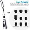 imageHibbent Pull Down Kitchen Faucet Head Replacement 3Function Kitchen Sink Spray Nozzle with 15 Adapters Compatible with Moen American Standard Delta Kohler Faucets Chrome Shiny SilverChrome