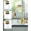 imageHibbent Pull Down Kitchen Faucet Head Replacement 3Function Kitchen Sink Spray Nozzle with 15 Adapters Compatible with Moen American Standard Delta Kohler Faucets Chrome Shiny SilverPolished Brass