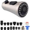 imageHibbent Pull Down Kitchen Faucet Head Replacement 3Function Kitchen Sink Spray Nozzle with 15 Adapters Compatible with Moen American Standard Delta Kohler Faucets Chrome Shiny SilverBrushed Nickel