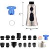 imageHibbent Pull Down Kitchen Faucet Head Replacement 3Function Kitchen Sink Spray Nozzle with 15 Adapters Compatible with Moen American Standard Delta Kohler Faucets Chrome Shiny SilverBrushed Nickel