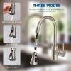 imageHibbent Pull Down Kitchen Faucet Head Replacement 3Function Kitchen Sink Spray Nozzle with 15 Adapters Compatible with Moen American Standard Delta Kohler Faucets Chrome Shiny SilverBrushed Nickel