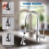 imageHibbent Pull Down Kitchen Faucet Head Replacement 3Function Kitchen Sink Spray Nozzle with 15 Adapters Compatible with Moen American Standard Delta Kohler Faucets Chrome Shiny SilverChrome