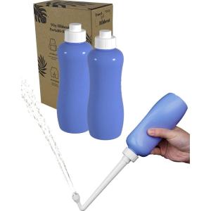 imageHibbent 2 Pack Travel Bidet Bottle Portable Bidet Sprayer Hand held Bidet 650ml OnTheGo Travel Bag Extra Long Pointed Nozzle Spray Toilet Bidet ShowerBathroom Bidet SprayGreenPurple