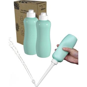 imageHibbent 2 Pack Travel Bidet Bottle Portable Bidet Sprayer Hand held Bidet 650ml OnTheGo Travel Bag Extra Long Pointed Nozzle Spray Toilet Bidet ShowerBathroom Bidet SprayGreenGreen