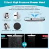 imageHibbent 5 Spray Modes Shower Head 13 High Pressure Rain Shower Head Large Rainfall Showerhead for Bathroom High Flow Waterfall Fixed Showerheads with Adjustable Swivel Ball Joint ChromeChrome