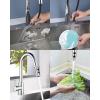 imageHibbent Metal Pull Down Kitchen Faucet Head Replacement with 15 Adapters Sink Spray Head 2 Function Spray Nozzle Compatible with Moen American Standard Delta Kohler Faucets Brushed NickelChrome Finished