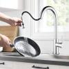 imageHibbent Metal Pull Down Kitchen Faucet Head Replacement with 15 Adapters Sink Spray Head 2 Function Spray Nozzle Compatible with Moen American Standard Delta Kohler Faucets Brushed NickelChrome Finished