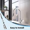 imageHibbent Metal Pull Down Spray Head for Kitchen Faucet Kitchen Sink Spray Nozzle with 15 Adapters Faucet Head Replacement Compatible with Moen American Standard Delta Kohler Faucet Brushed NickelChrome