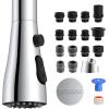 imageHibbent Metal Pull Down Spray Head for Kitchen Faucet Kitchen Sink Spray Nozzle with 15 Adapters Faucet Head Replacement Compatible with Moen American Standard Delta Kohler Faucet Brushed NickelChrome
