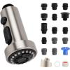 imageHibbent Stainless Steels Pull Down Kitchen Faucet Head Replacement 3 Function Sink Faucet Sprayer Head with 15 Adapters Compatible with Moen American Standard Delta Kohler Faucets ChromeBrushed Nickel