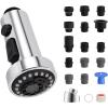 imageHibbent Stainless Steels Pull Down Kitchen Faucet Head Replacement 3 Function Sink Faucet Sprayer Head with 15 Adapters Compatible with Moen American Standard Delta Kohler Faucets ChromeChrome