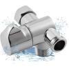 imageHibbent All Metal Solid Brass Shower Arm 3Way Diverter Valve for Handheld and Fixed Showerhead Bathroom Universal G12 Shower Arm T adapter Replacement Part Chrome