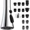 imageHibbent Metal Pull Down Spray Head for Kitchen Faucet Kitchen Sink Spray Nozzle with 15 Adapters Faucet Head Replacement Compatible with Moen American Standard Delta Kohler Faucet Brushed NickelChrome