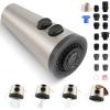 imageHibbent Pull Down Faucet Head Replacement 4Function Kitchen Sink Spray Nozzle Replacement with 15 Adapters Compatible with Moen American Standard Delta Kohler Faucets Brushed NickelBrushed Nickel