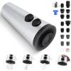imageHibbent Pull Down Faucet Head Replacement 4Function Kitchen Sink Spray Nozzle Replacement with 15 Adapters Compatible with Moen American Standard Delta Kohler Faucets Brushed NickelChrome