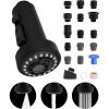 imageHibbent Stainless Steels Pull Down Kitchen Faucet Head Replacement 3 Function Sink Faucet Sprayer Head with 15 Adapters Compatible with Moen American Standard Delta Kohler Faucets ChromeMatte Black