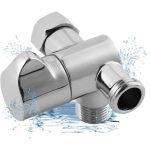 imageHibbent All Metal Solid Brass Shower Arm 3Way Diverter Valve for Handheld and Fixed Showerhead Bathroom Universal G12 Shower Arm T adapter Replacement Part Chrome