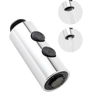 imageHibbent Metal Pull Down Kitchen Faucet Head Replacement with 15 Adapters Sink Spray Head 2 Function Spray Nozzle Compatible with Moen American Standard Delta Kohler Faucets Brushed NickelSilver