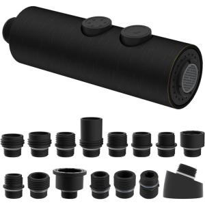imageHibbent Metal Pull Down Kitchen Faucet Head Replacement with 15 Adapters Sink Spray Head 2 Function Spray Nozzle Compatible with Moen American Standard Delta Kohler Faucets Brushed NickelOil Rubbed Bronze
