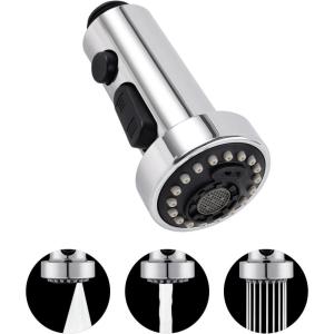 imageHibbent Stainless Steels Pull Down Kitchen Faucet Head Replacement 3 Function Sink Faucet Sprayer Head with 15 Adapters Compatible with Moen American Standard Delta Kohler Faucets ChromeChrome
